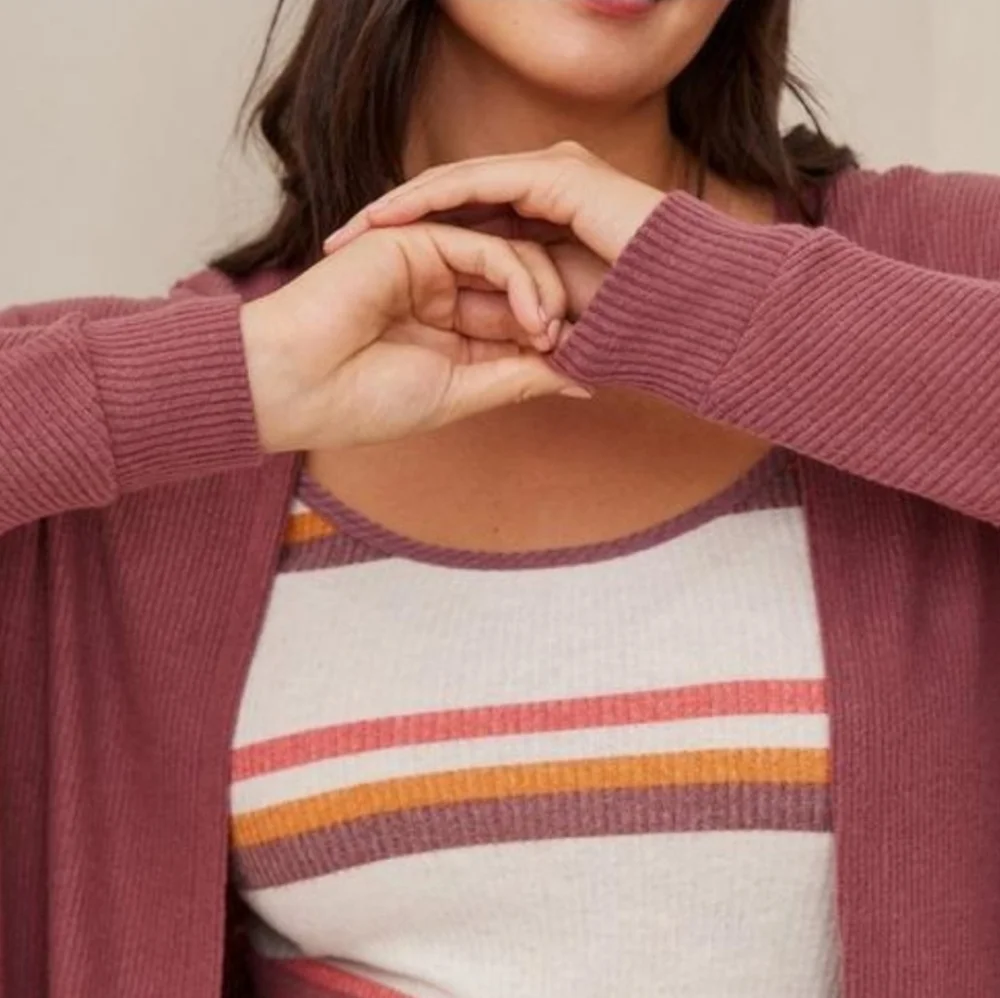Torrid Sleep Women's Rose Brown Super Soft Ribbed Lounge Cocoon Cardigan 1X